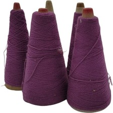 Vintage Lot of 5 Phoenix Dye Works Purple Grape Acrylic Cone Yarn