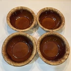 Hull Pottery Brown Drip Glazed 5.5” Cereal Soup Bowls Set of 4 USA VTG MCM Used