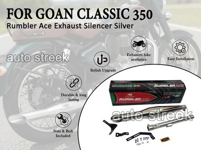Für Royal Enfield Goan Classic 350 Red Rooster S S Auspuffschalldämpfer Poliert