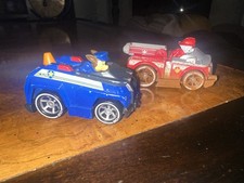 2 Nickelodeon Paw Patrol Rescue Racer Chase  Marshall Vehicle Blue  Red Cars