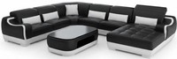 Modernes Schwarzes Ecksofa U Form Wohnzimmer Couchtisch Luxus Design