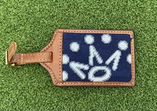 Scotty Cameron Leather  Needlepoint Cropped Crown Luggage Tag See Photos 