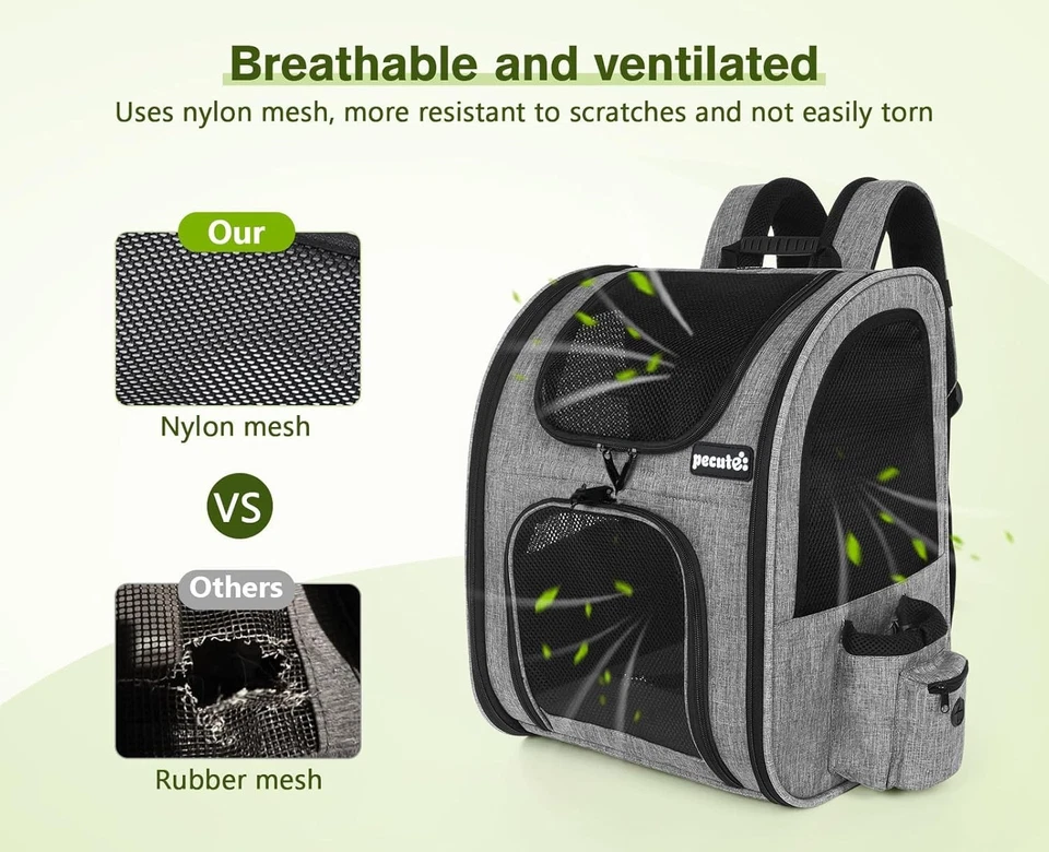 Pecute Haustier Rucksack mit Netzfenster XL für 6-10 kg, Tragbare und Faltbare - Bild 3 von 4