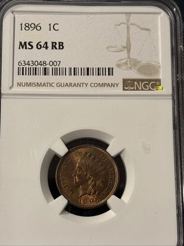 1896 INDIAN CENT - NGC MS-64 RB Vibrant RED & Brown GEM !!!!!