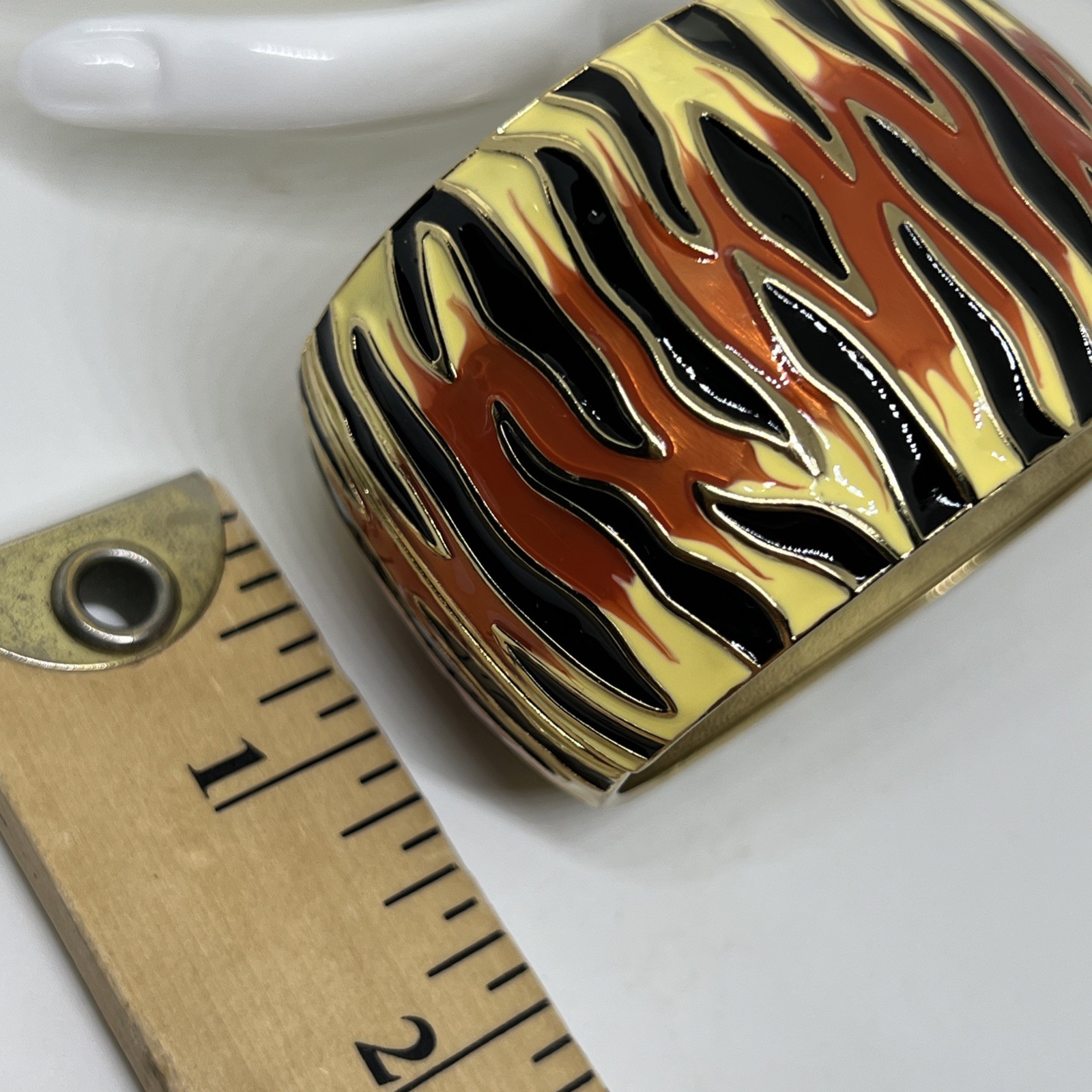 Signed KJL Kenneth Jay Lane  Enamel Tiger Cuff Br… - image 8