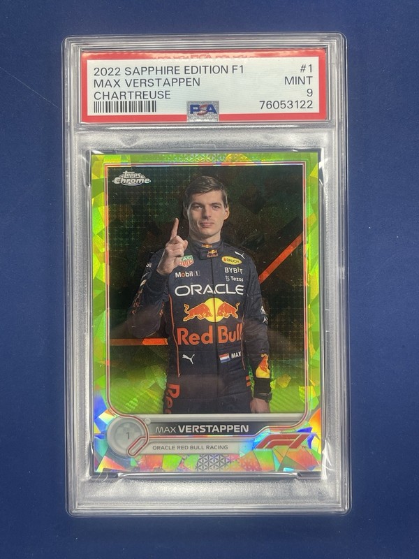 2022 Topps Chrome F1 Sapphire PSA 9 Max Verstappen Chartreuse Refractor 171/199