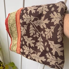 Jacquard Acorn & Leaves Tablecloth 58x78” Cotton Green Border DII For The Home