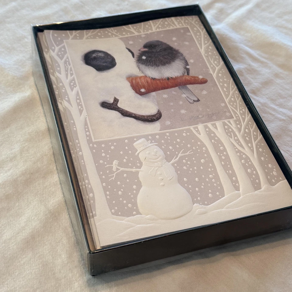 Tarjetas de Navidad muñeco de nieve Pumpernickel Press (15) Nosey Junco en relieve hechas en EE. UU. Foto 2 de 4