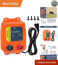 Electric Fence Charger 0.1 Joule 2-Mile Range 8 Acres Livestock Protection