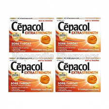 4 Pack Cepacol Maximum Strength Throat Drop, Honey Lemon 16 Ct total 64 lozenges