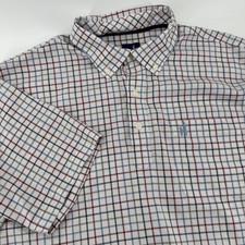 johnnie-O Prep-Formance Mens Large Short Sleeve Check Button Down Polo Shirt L