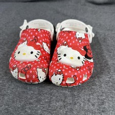 Crocs Hello Kitty Kuromi Clog Sandals Girls Size 11 C Red Polka Dot Print Anime