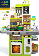 Kids Play Kitchen Set, Toddler Kitchen Playset with Sound  Light, Cooking Stove