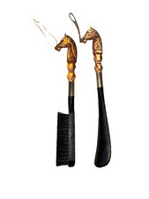 Vintage Horse Head Shoe Horn and Clothing Brush Set Made In Japan 1970  s 