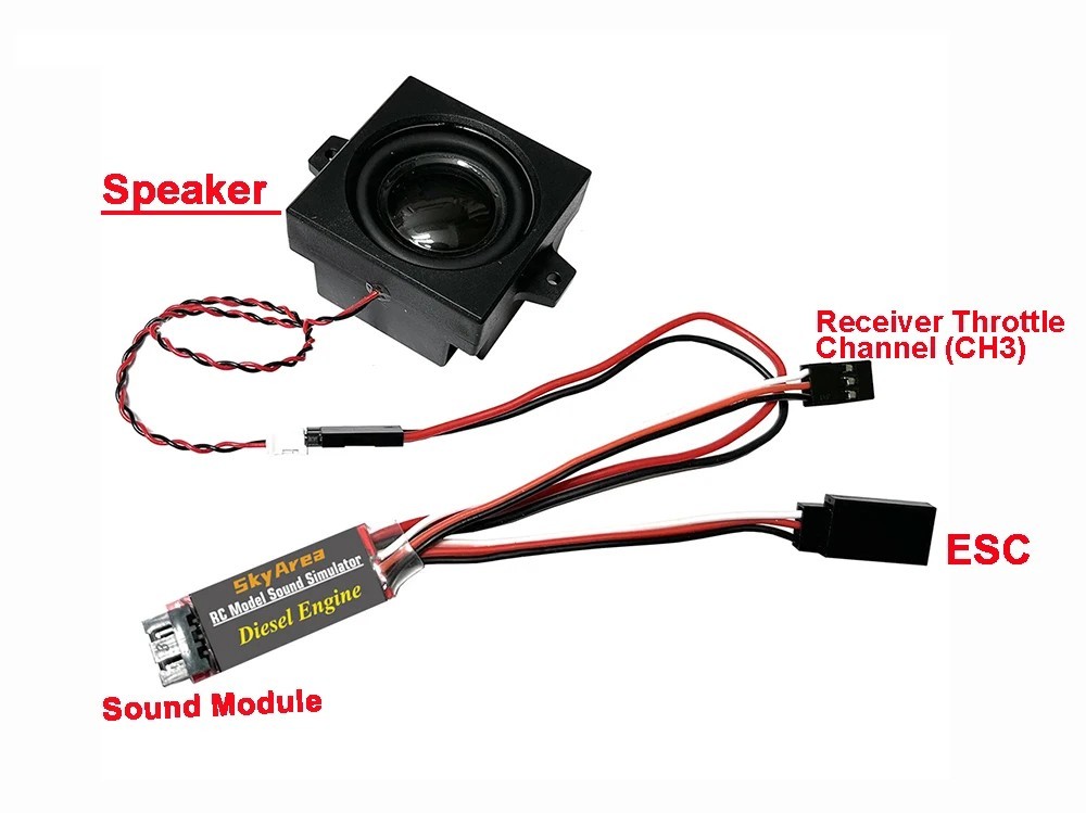 RC Diesel Engine Sound Module Simulation 2W Speaker for RC Construction Vehicles