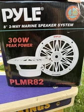Pyle PLMR82 2-Way Marine Boat Speaker System 300W Peak Power. No used! Open Box.