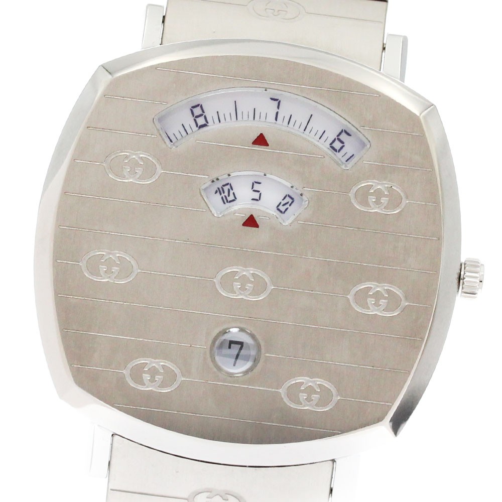 GUCCI 157.3 YA157410 Grip Watch Date Quartz Mens with Inner Box & Card 875