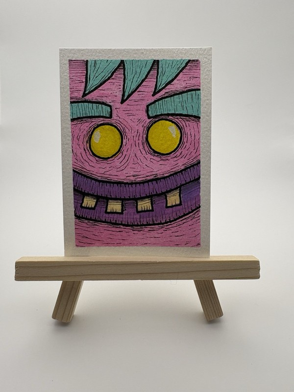 ACEO Original “Bubblegum Monster” Handmade OOAK Painting by royalsquidgallery