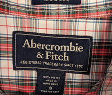 Abercrombie Fitch Red Plaid Long Sleeve Shirt Mens S Button Up - Small Retro
