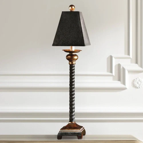 Rustic Buffet Table Lamp 31" Tall Black Bronze Metal Square Shade Living Room - Picture 1 of 3