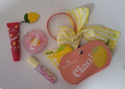 Essence limited Ciao! Edition lip balm oil roll-on lipstick und sunglasses pouch