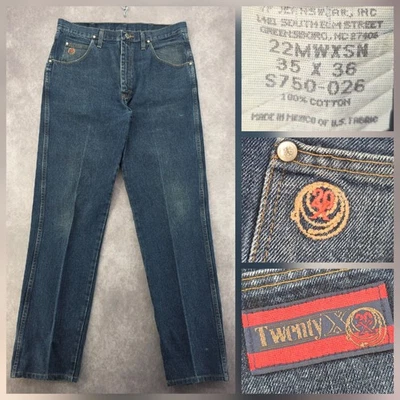 Wrangler Twenty X Jeans Mens 35x36 Blue Denim Straight Leg Western Fits 36x34 - Image 1 of 4