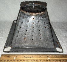 ANTIQUE ODD GRAY GRANITEWARE SQUARE COLANDER ? STOVE TOP TOASTER ? GRANITE WARE