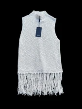 NWT Rails "Astrid" Fringe Top Cotton-Blend Ecru Size Small