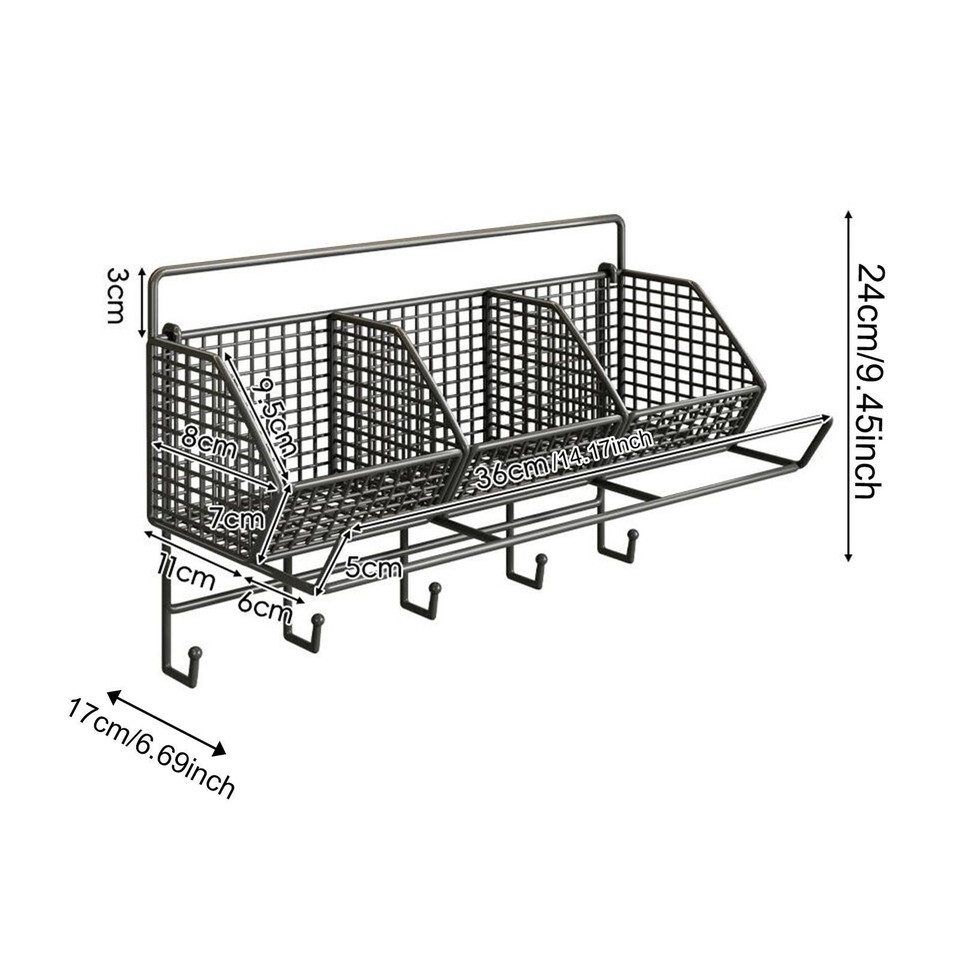 Kitchen Wall Basket with 3 Compartments Home Decor Food Storage Fruit