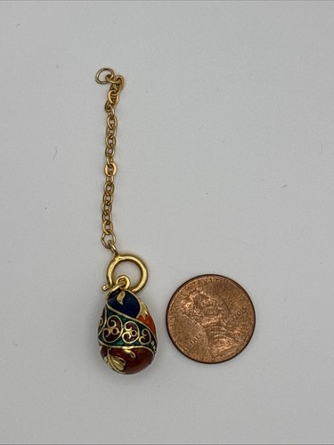Joan Rivers Faberge Egg Gold Tone Turquoise Color Heart Locket Charm w/Extender - Picture 7 of 7