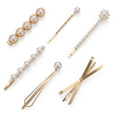 6 Pcs Pearl Bobby Pins Women, Gold Pearl Hair Clips, Cute Hair Pins Elegant S...