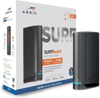 ARRIS SURFboard G34 DOCSIS 3.1 Wi-Fi 6 Cable Modem - Black