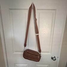 Women s Brown Solid Rectangle Crossbody Zip B...