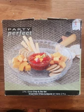 Serving Plater with Bowl Glass Chip and Dip Set Party Perfect