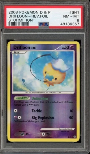 Pokemon Drifloon Stormfront Shiny Reverse Holo Rare #SH1 PSA 8