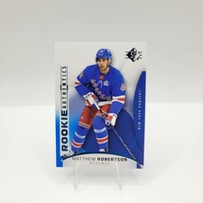 2025-26 SP Upper Deck Matthew Robertson #128 Rookie Authentics Blue Rangers