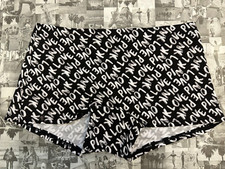 Victoria's Secret Pink Cotton Boyshort Panty Black  White Allover Pink Logo  M