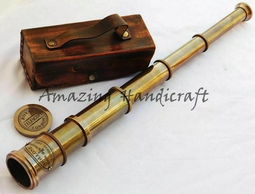 Nautical Marine Old Antique Telescope 16" Maritime Brass Spyglass Victorian BOX - Picture 3 of 8