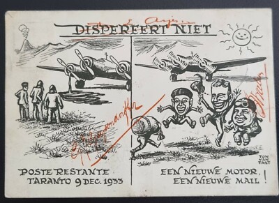 1933 FIRST FLIGHT FIRST FLIGHT AMSTERDAM TARANTO AIROGRAM