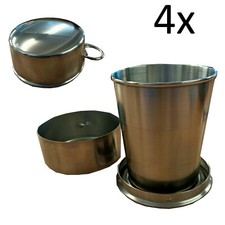 4 x STAINLESS STEEL FOLDING COLLAPSIBLE CUPS camping travel 140ml  portable cup