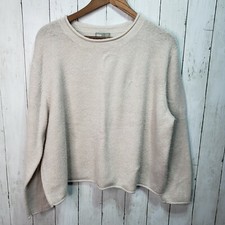 ASOS Cropped Sweater with Rolled Edge Detail in Fluffy Beige Yarn Size 14 