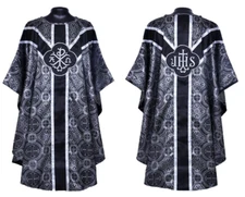 Black Silver Gothic Vestment, Stole & 5pc Mass Set, Gothic Chasuble,Casula,Casel