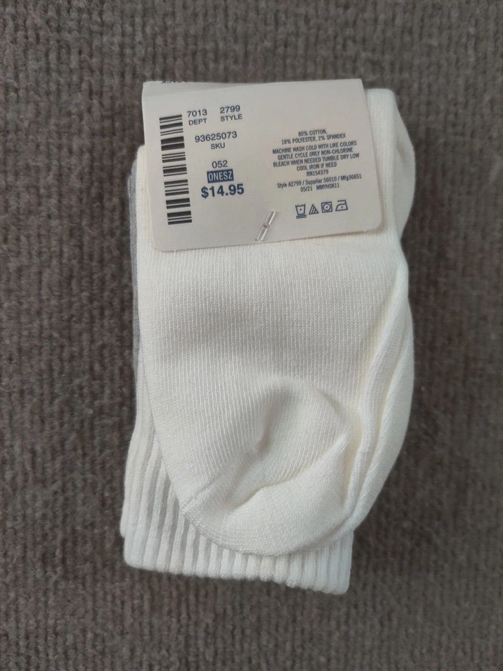 Calcetines AEROPOSTALE Crew 2 paquetes talla única para todas las mariposas grises/blanco liso Foto 4 de 4