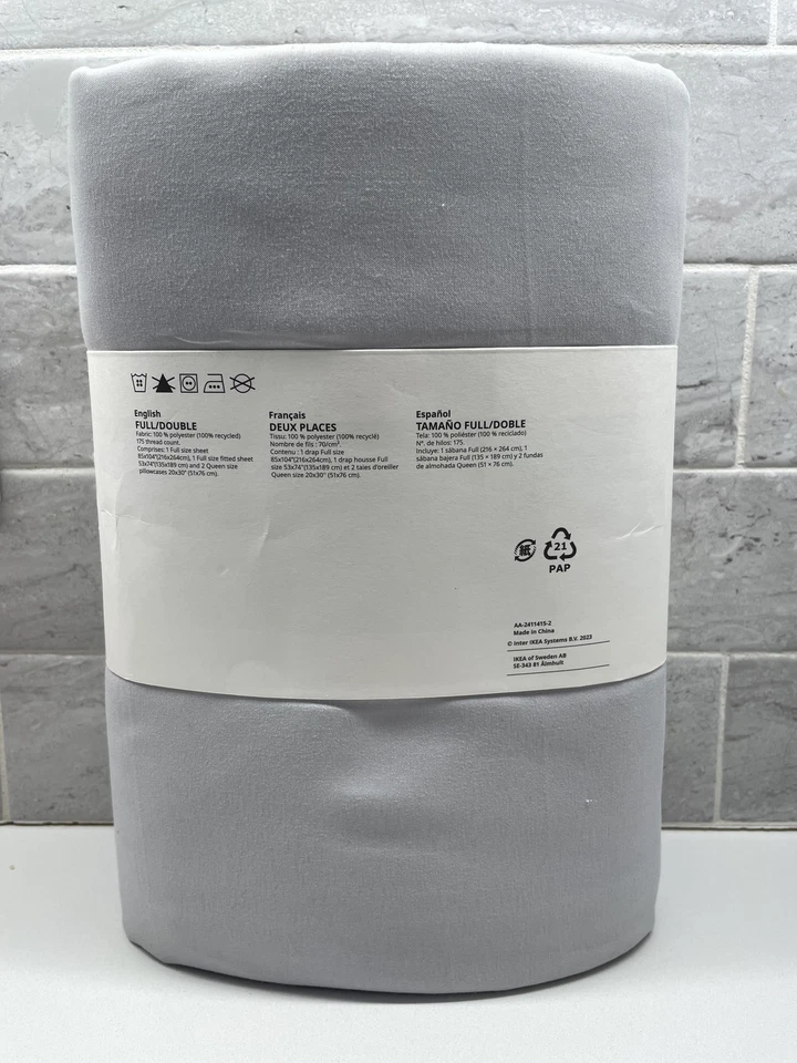 IKEA BANDPALPMAL Sheet Set Light Gray  Full/Double 005.775.58 - Image 2 of 4