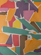 Beautiful Abstract Ink Drawing 1980 Cubist Post Cubism Color Paper