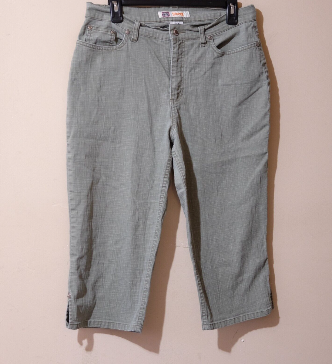 FADED GLORY Capri Pants Jeans Denim Stretch Green Women's 12 #H15