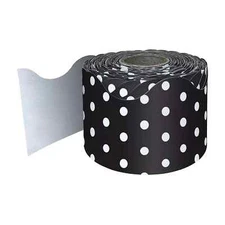 Carson-Dellosa Scalloped Bulletin Board Borders Black/White Polka Dots 2.25" 36"