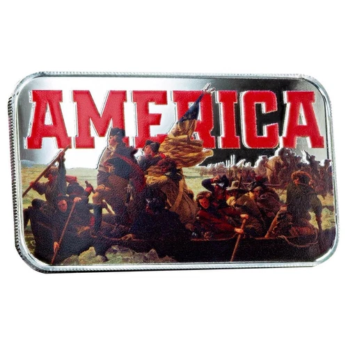 1 oz America Crossing the Delaware Colorized .999 Silver Bullion Bar #A659