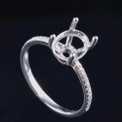 14K White Gold Oval 9x7mm Real Natural Diamond Solitaire Her Ring Bridal Setting