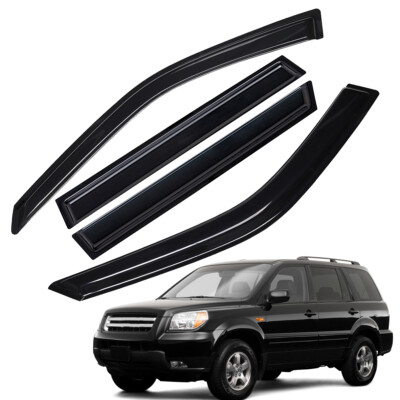 Fits 2003-2008 Honda Pilot Tape-on Smoke Sun Rain Guard Window Visor Deflector